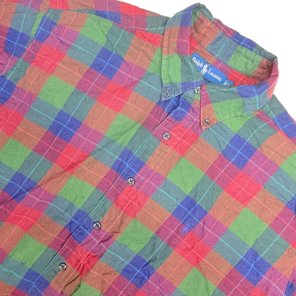 Ralph Lauren Blake Plaid Button‎ Up Shirt Men's L 100% Cotton Classic Fit
